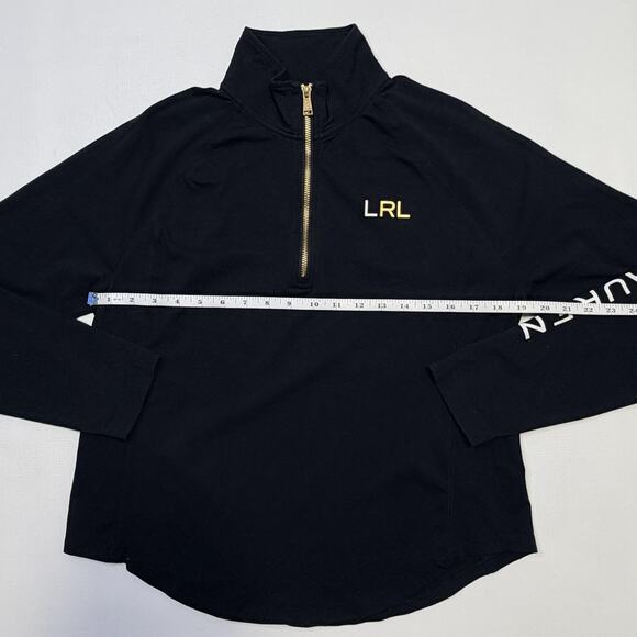 Lauren Ralph Lauren Shirt Womens Medium Black Quarter Zip Logo Pullover - Picture 6 of 9